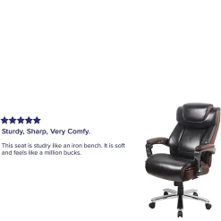 Flash Furniture Hercules Big & Tall Ergonomic LeatherSoft™ Faux Leather Office Chair With Height-Adjustable Headrest, Brown/Gray