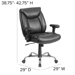Flash Furniture Hercules Big & Tall Ergonomic LeatherSoft™ Faux Leather Mid-Back Swivel Task Chair With Adjustable Arms, Black