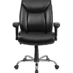 Flash Furniture Hercules Big & Tall Ergonomic LeatherSoft™ Faux Leather Mid-Back Swivel Task Chair With Adjustable Arms, Black