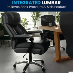 Flash Furniture Hercules Big & Tall Ergonomic LeatherSoft™ Faux Leather Office Chair With Height-Adjustable Headrest, Black/Gray