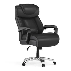 Flash Furniture Hercules Big & Tall Ergonomic LeatherSoft™ Faux Leather Office Chair With Height-Adjustable Headrest, Black/Gray