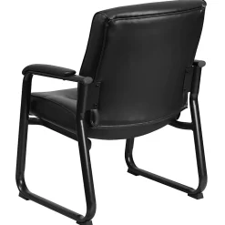 Flash Furniture Hercules Big & Tall LeatherSoft™ Faux Leather Low-Back Side Chair With Sled Base, Black