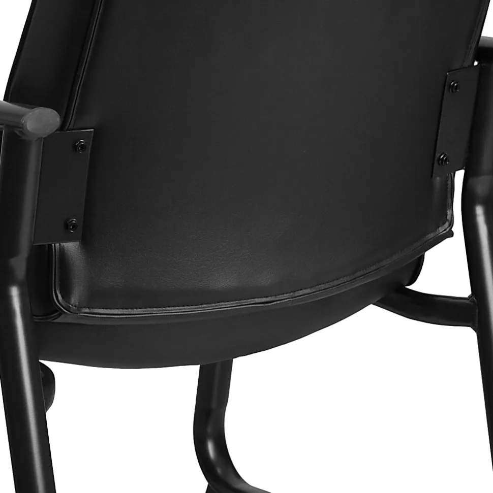 Flash Furniture Hercules Big & Tall LeatherSoft™ Faux Leather Low-Back Side Chair With Sled Base, Black