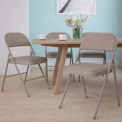 Flash Furniture Hercules Double-Braced Vinyl Folding Chairs, Set Of 4 Folding Chairs, Gray