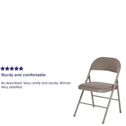 Flash Furniture Hercules Double-Braced Vinyl Folding Chairs, Set Of 4 Folding Chairs, Gray