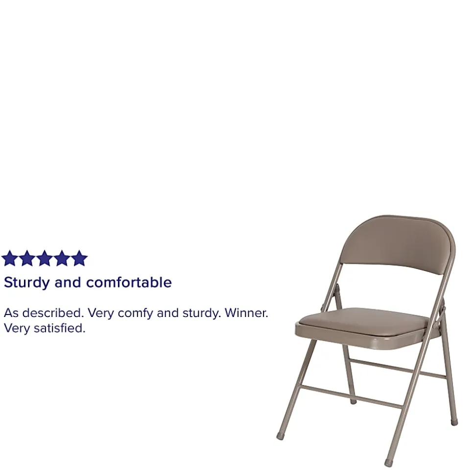 Flash Furniture Hercules Double-Braced Vinyl Folding Chairs, Set Of 4 Folding Chairs, Gray