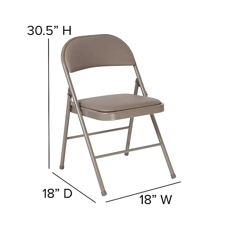 Flash Furniture Hercules Double-Braced Vinyl Folding Chairs, Set Of 4 Folding Chairs, Gray