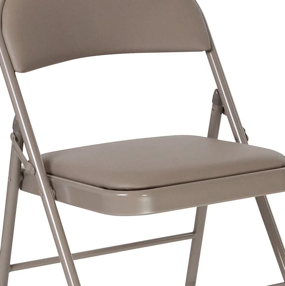 Flash Furniture Hercules Double-Braced Vinyl Folding Chairs, Set Of 4 Folding Chairs, Gray