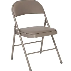 Flash Furniture Hercules Double-Braced Vinyl Folding Chairs, Set Of 4 Folding Chairs, Gray