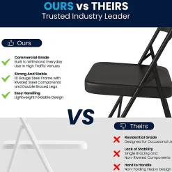 Flash Furniture Hercules Double-Braced Metal Folding Chairs, Set Of 4 Folding Chairs, Black