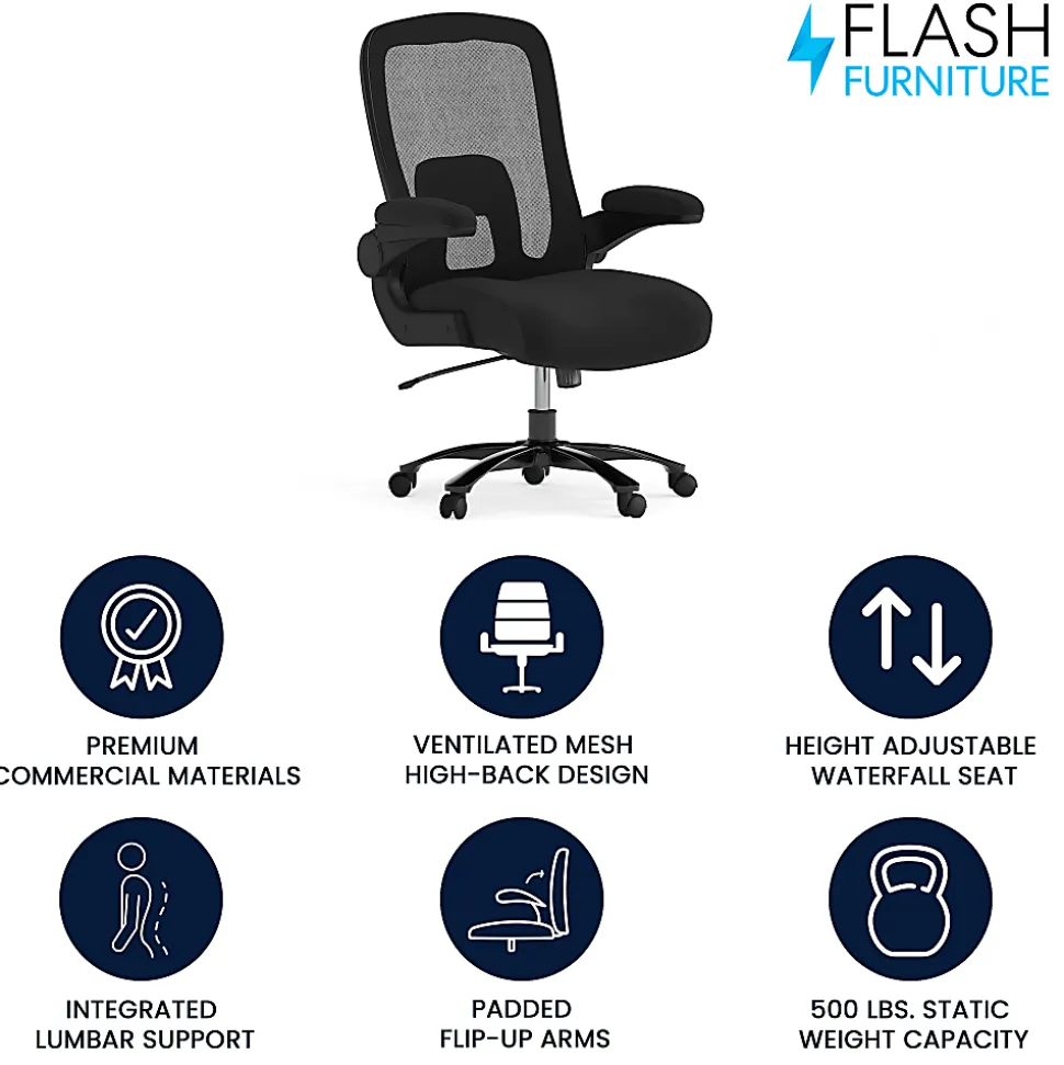 Flash Furniture Hercules Fabric High-Back Big And Tall Ergonomic Office Chair, Black