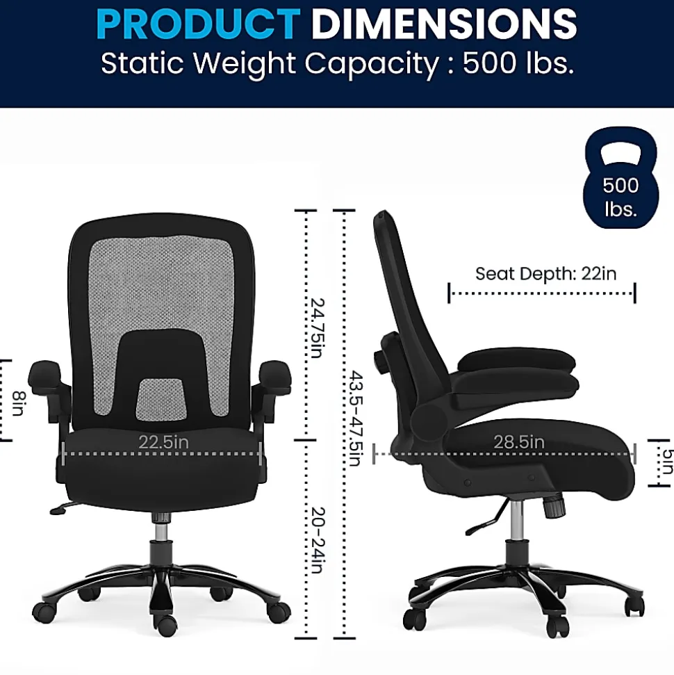 Flash Furniture Hercules Fabric High-Back Big And Tall Ergonomic Office Chair, Black