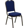 Flash Furniture HERCULES Fabric Crown-Back Stacking Banquet Chair, Navy Pattern/Gold