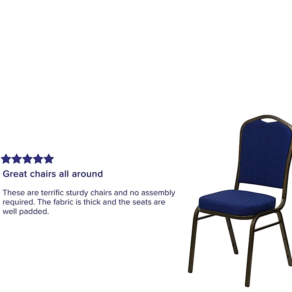 Flash Furniture HERCULES Fabric Crown-Back Stacking Banquet Chair, Navy Pattern/Gold