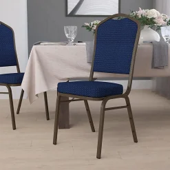 Flash Furniture HERCULES Fabric Crown-Back Stacking Banquet Chair, Navy Pattern/Gold