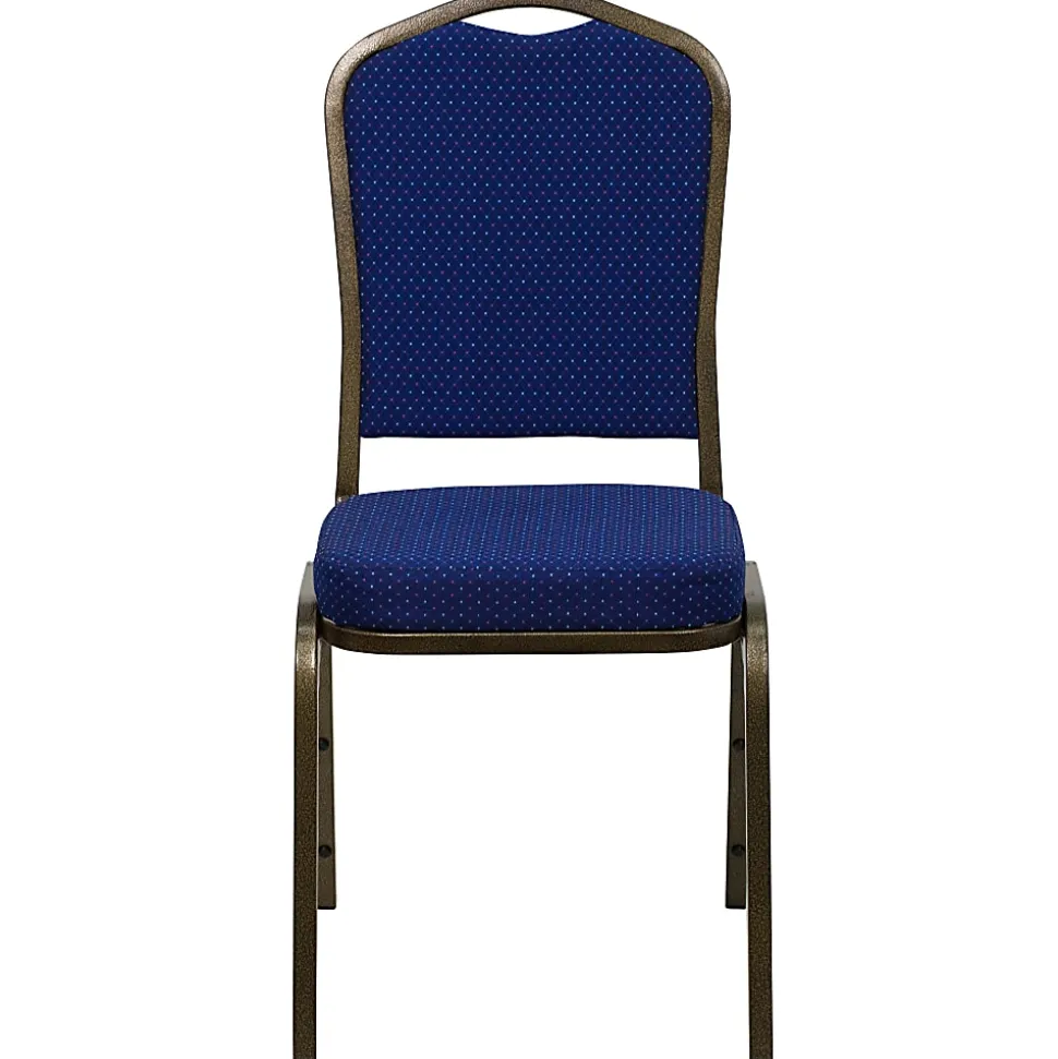 Flash Furniture HERCULES Fabric Crown-Back Stacking Banquet Chair, Navy Pattern/Gold