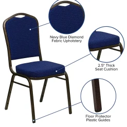 Flash Furniture HERCULES Fabric Crown-Back Stacking Banquet Chair, Navy Pattern/Gold