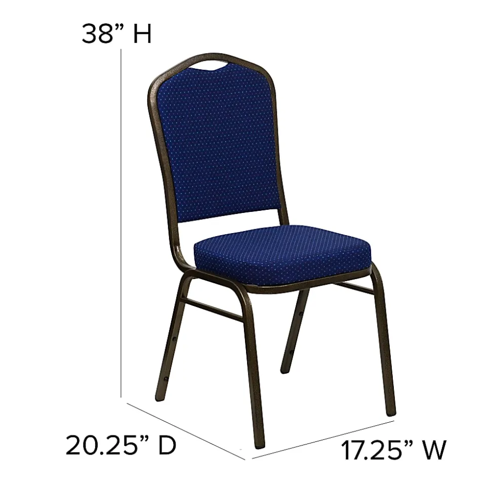 Flash Furniture HERCULES Fabric Crown-Back Stacking Banquet Chair, Navy Pattern/Gold