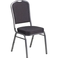 Flash Furniture HERCULES Fabric Crown-Back Stacking Banquet Chair, Black/Silver