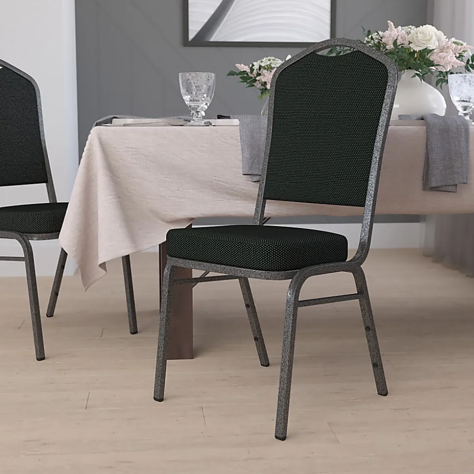 Flash Furniture HERCULES Fabric Crown-Back Stacking Banquet Chair, Black Dot/Silver