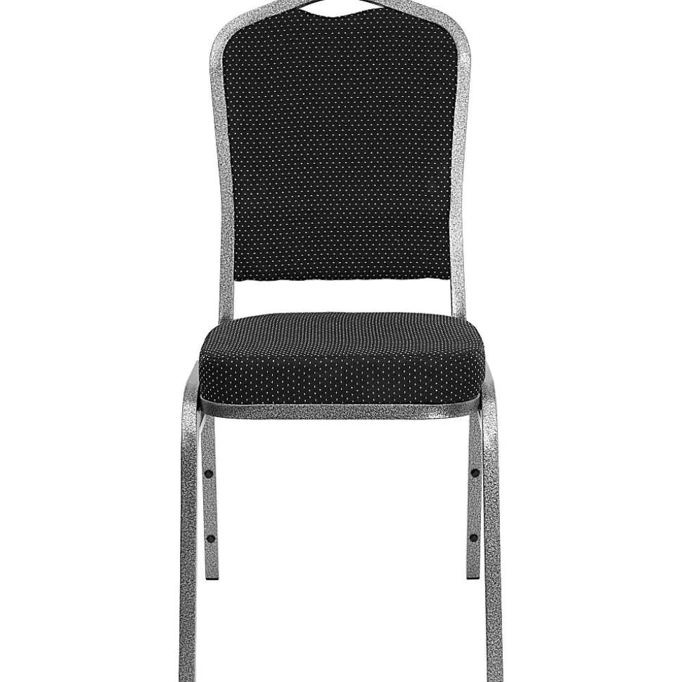 Flash Furniture HERCULES Fabric Crown-Back Stacking Banquet Chair, Black Dot/Silver