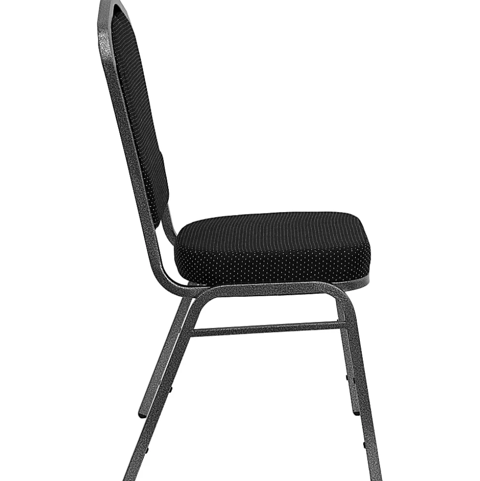 Flash Furniture HERCULES Fabric Crown-Back Stacking Banquet Chair, Black Dot/Silver