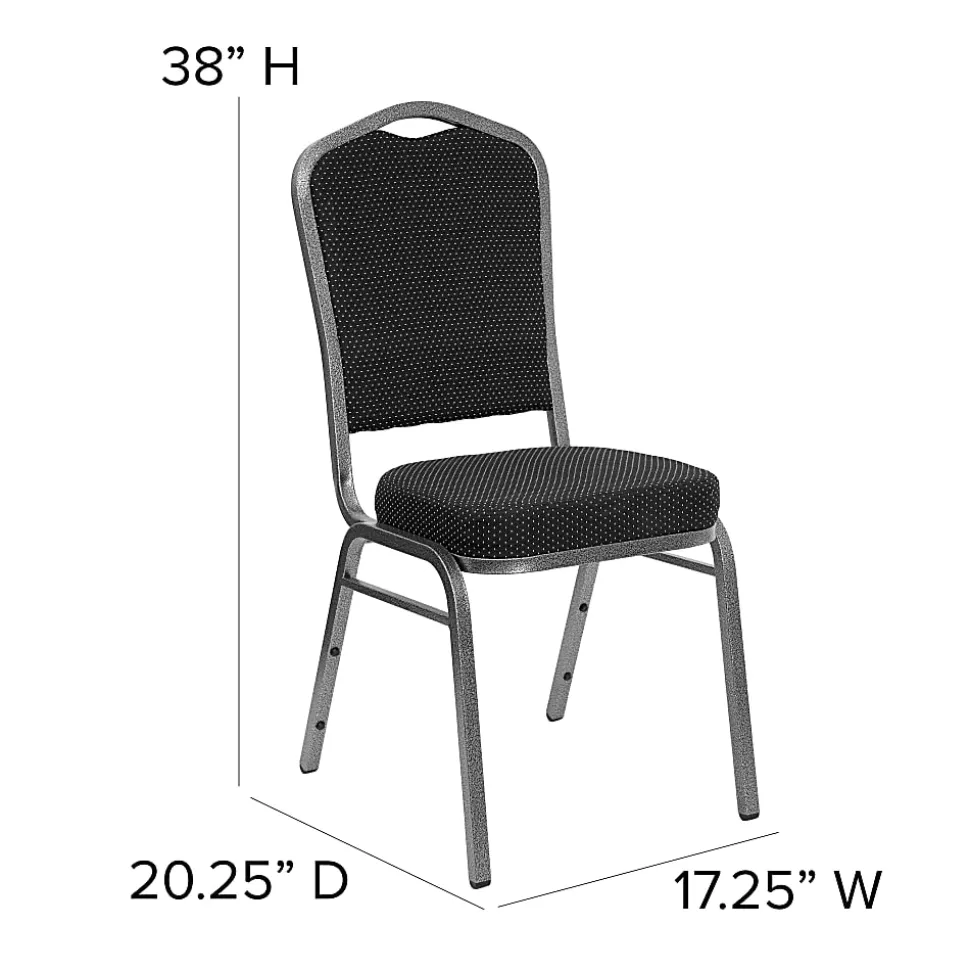 Flash Furniture HERCULES Fabric Crown-Back Stacking Banquet Chair, Black Dot/Silver