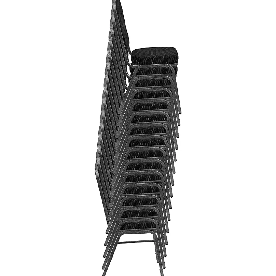 Flash Furniture HERCULES Fabric Crown-Back Stacking Banquet Chair, Black Dot/Silver