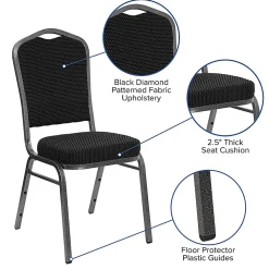 Flash Furniture HERCULES Fabric Crown-Back Stacking Banquet Chair, Black Dot/Silver