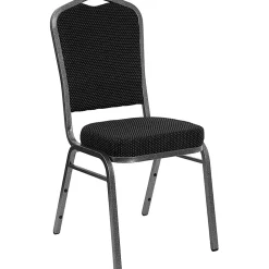 Flash Furniture HERCULES Fabric Crown-Back Stacking Banquet Chair, Black Dot/Silver