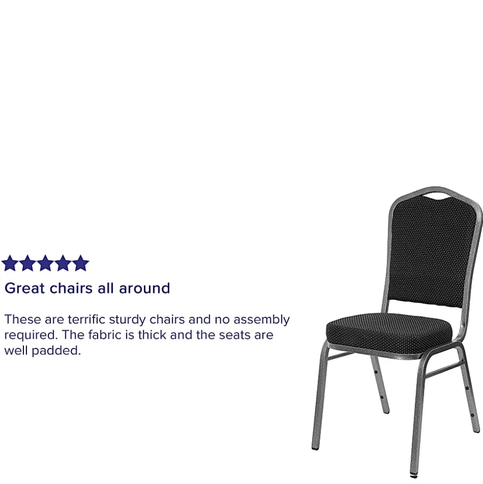 Flash Furniture HERCULES Fabric Crown-Back Stacking Banquet Chair, Black Dot/Silver
