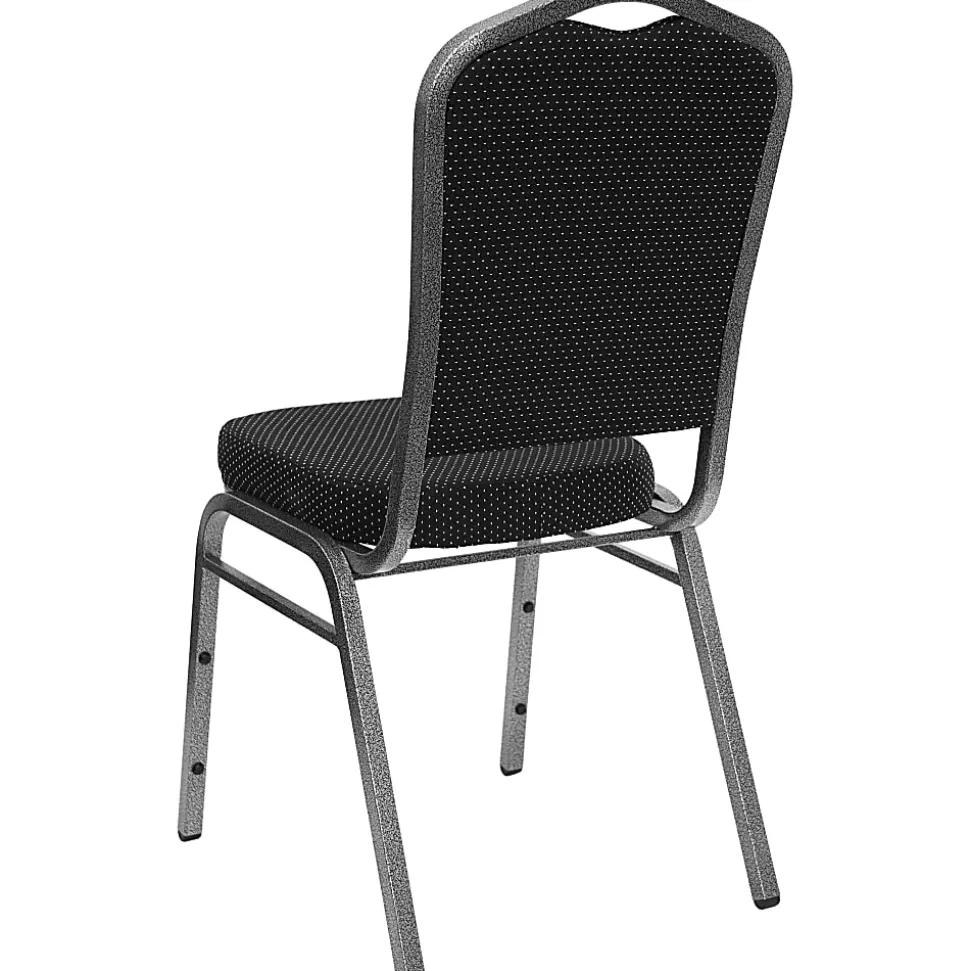 Flash Furniture HERCULES Fabric Crown-Back Stacking Banquet Chair, Black Dot/Silver