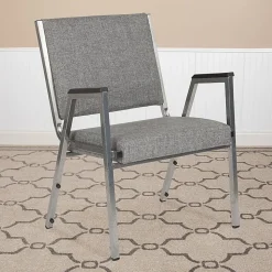 Flash Furniture HERCULES Fabric Bariatric Medical Reception Chair With Antimicrobial Protection, Arm Rests, Gray/Silvervein