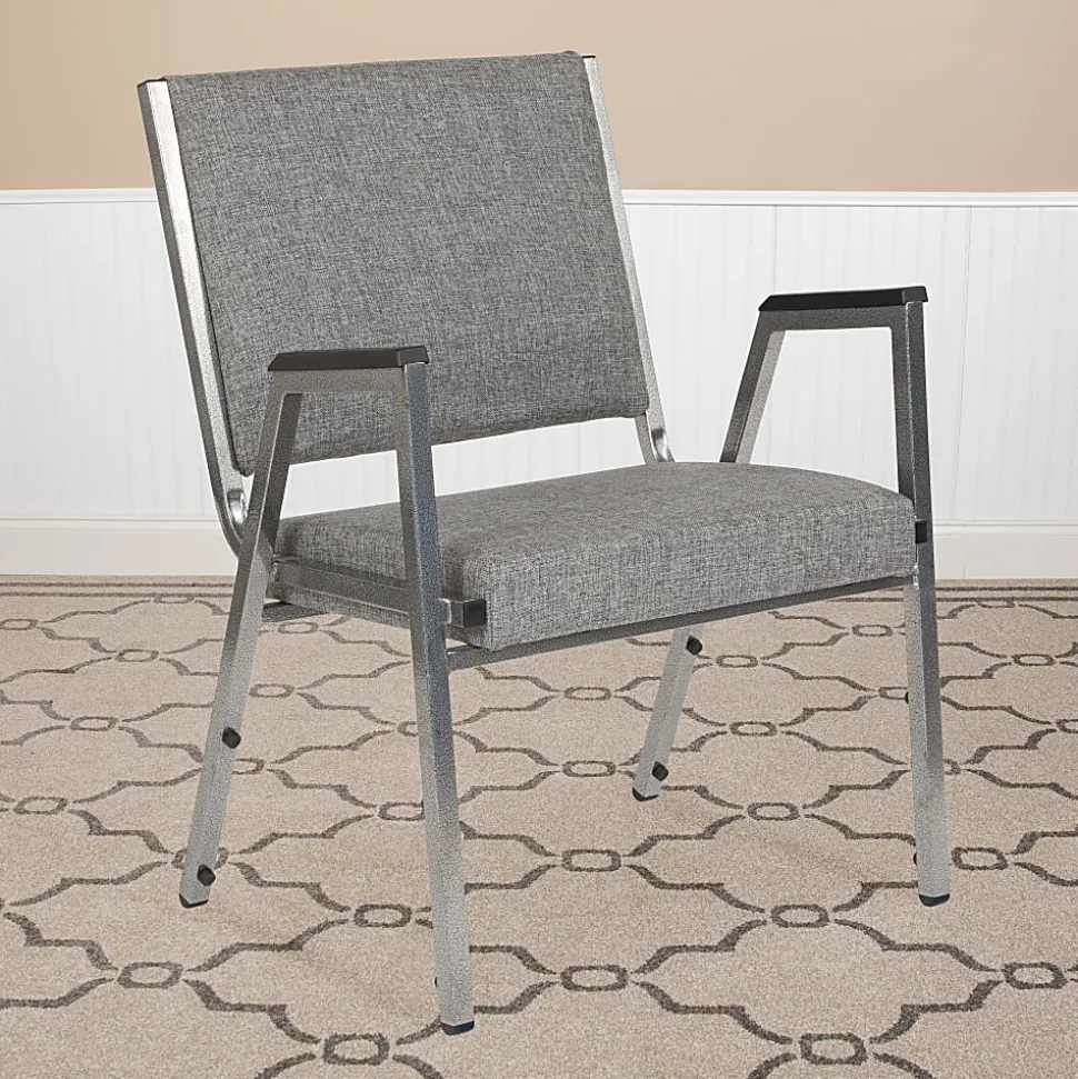 Flash Furniture HERCULES Fabric Bariatric Medical Reception Chair With Antimicrobial Protection, Arm Rests, Gray/Silvervein