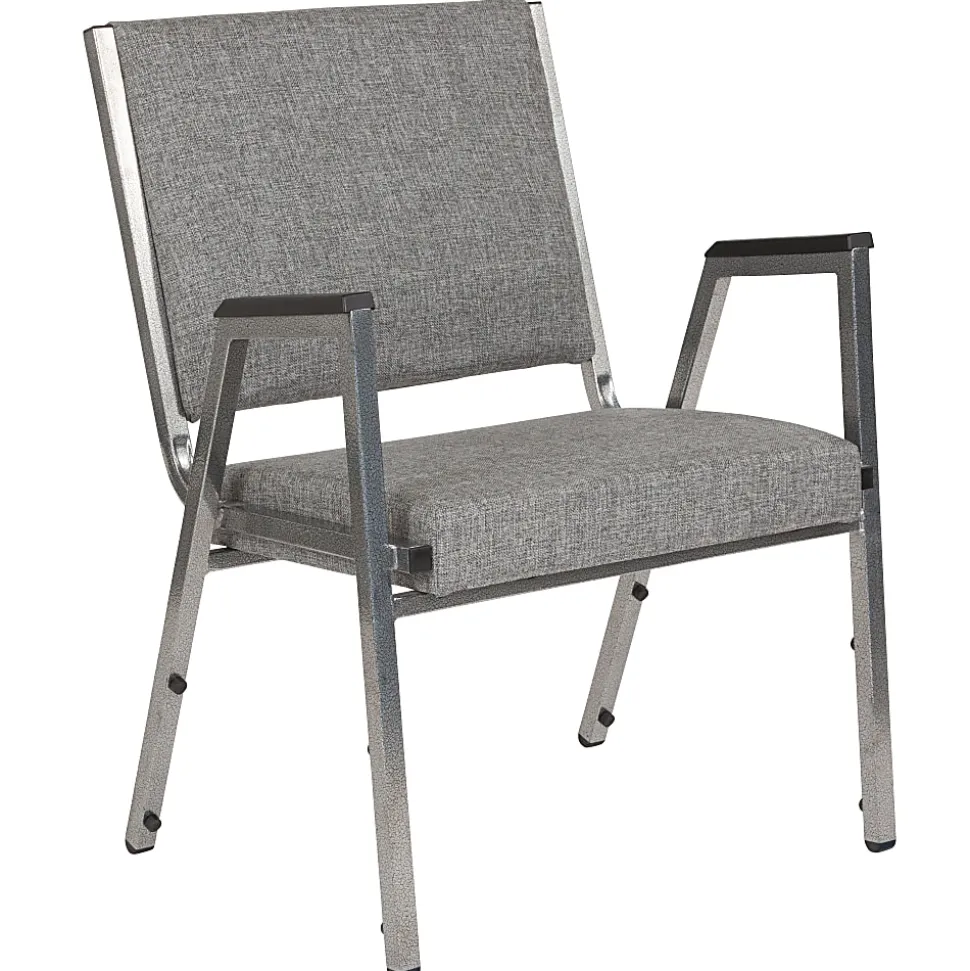 Flash Furniture HERCULES Fabric Bariatric Medical Reception Chair With Antimicrobial Protection, Arm Rests, Gray/Silvervein