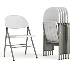 Flash Furniture Hercules Folding Chairs, Set Of 6 Folding Chairs, White/Gray