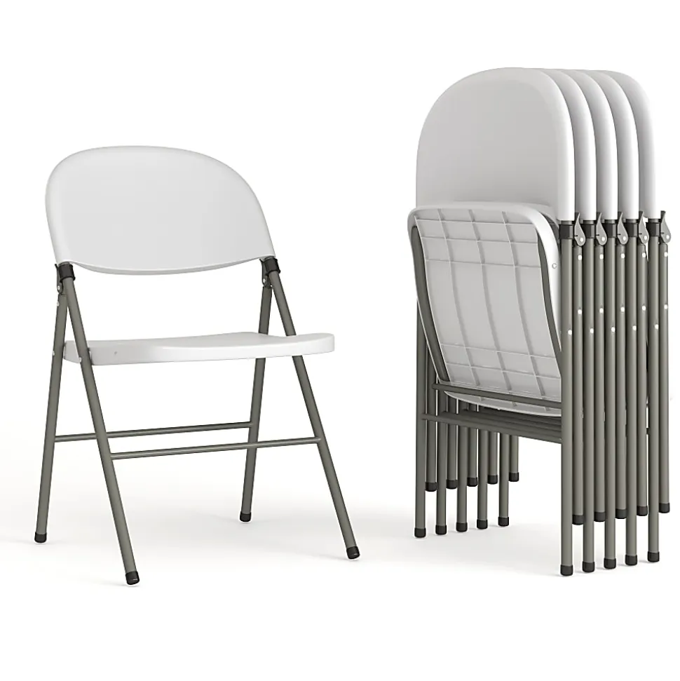 Flash Furniture Hercules Folding Chairs, Set Of 6 Folding Chairs, White/Gray