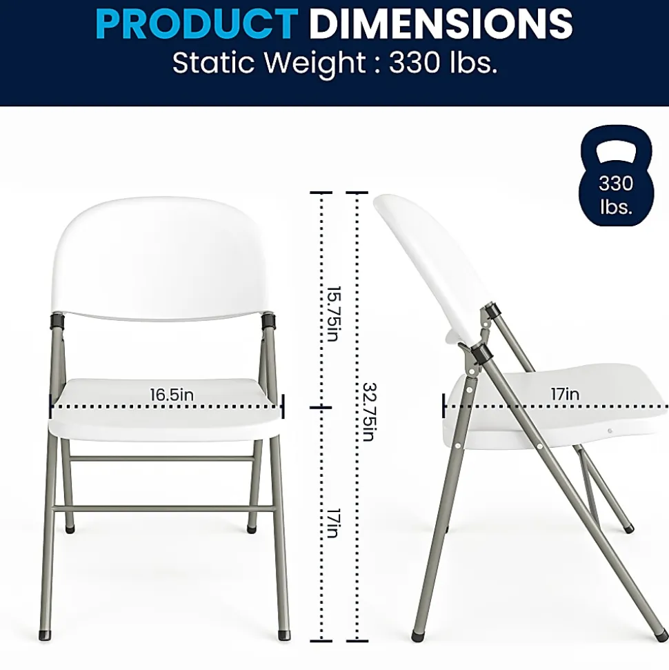 Flash Furniture Hercules Folding Chairs, Set Of 6 Folding Chairs, White/Gray