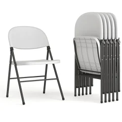 Flash Furniture Hercules Folding Chairs, Set Of 6 Folding Chairs, Granite White/Charcoal