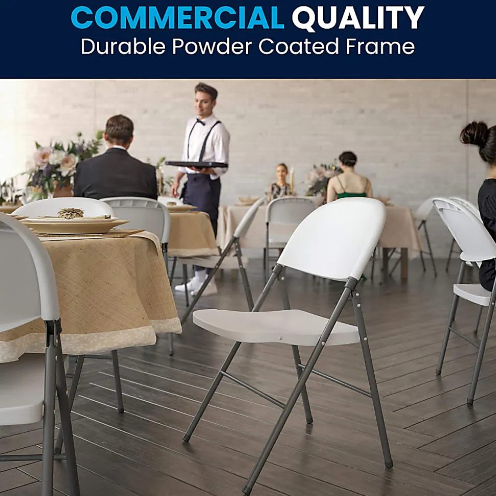 Flash Furniture Hercules Folding Chairs, Set Of 6 Folding Chairs, Granite White/Charcoal
