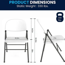 Flash Furniture Hercules Folding Chairs, Set Of 6 Folding Chairs, Granite White/Charcoal
