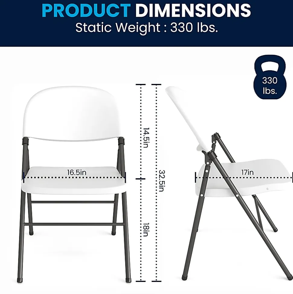 Flash Furniture Hercules Folding Chairs, Set Of 6 Folding Chairs, Granite White/Charcoal