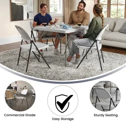 Flash Furniture Hercules Folding Chairs, Set Of 6 Folding Chairs, Granite White/Charcoal