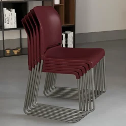 Flash Furniture HERCULES Full-Back Contoured Stacking Chair With Sled Base, Burgundy/Gray