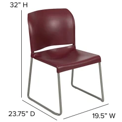 Flash Furniture HERCULES Full-Back Contoured Stacking Chair With Sled Base, Burgundy/Gray