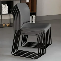 Flash Furniture HERCULES Full-Back Contoured Stacking Chair With Sled Base, Gray/Black