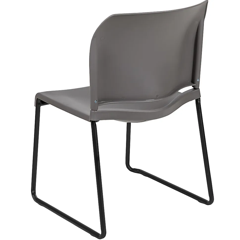Flash Furniture HERCULES Full-Back Contoured Stacking Chair With Sled Base, Gray/Black