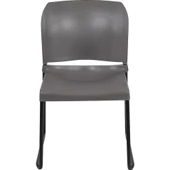 Flash Furniture HERCULES Full-Back Contoured Stacking Chair With Sled Base, Gray/Black