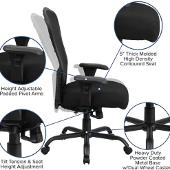 Flash Furniture HERCULES 24-7 Intensive Mesh Big And Tall Multifunction Chair With Synchro Tilt, Black