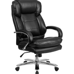 Flash Furniture Hercules 24-7 Intensive Use Big & Tall Ergonomic LeatherSoft™ Faux Leather Office Chair With Loop Arms, Black/Gray